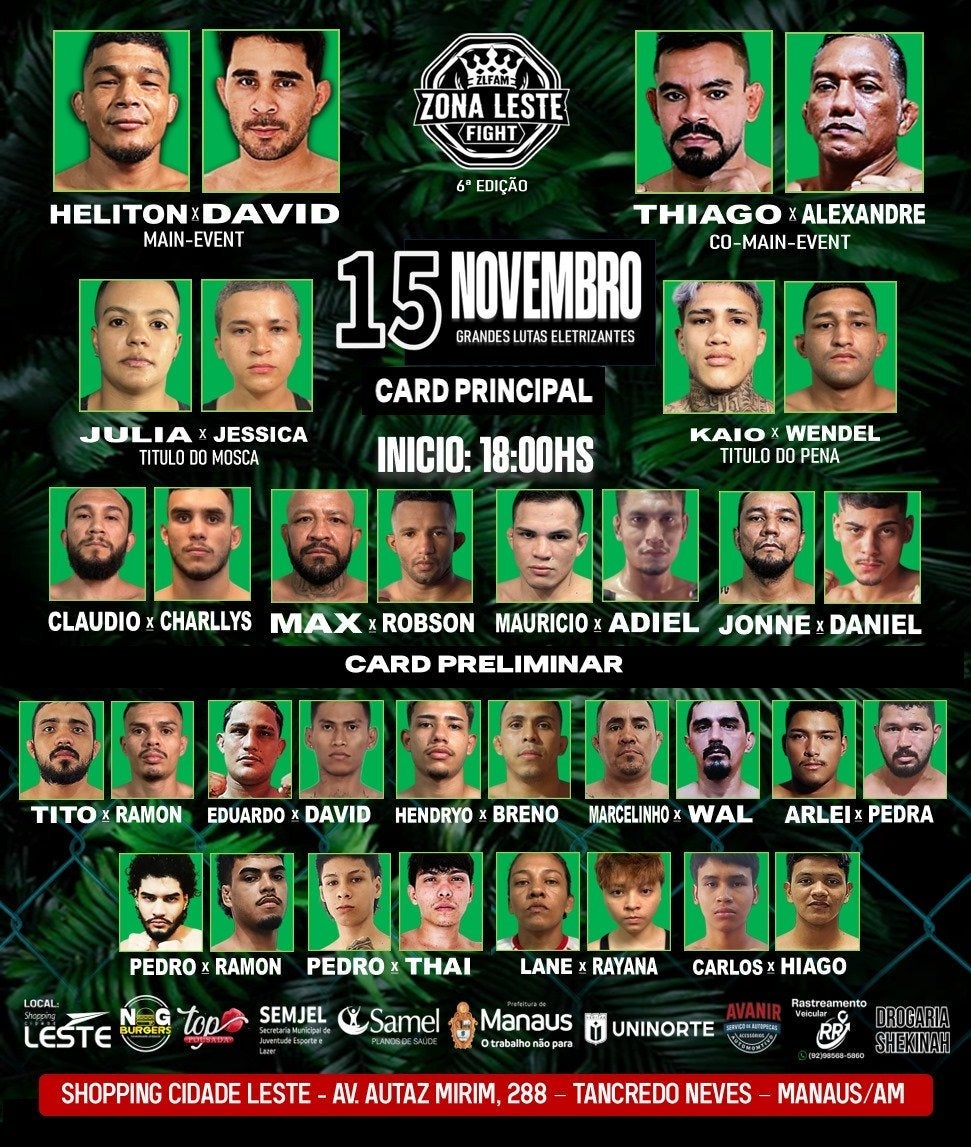 Zona Leste Fight 6ª Edição agita o Shopping Cidade Leste com grandes combates